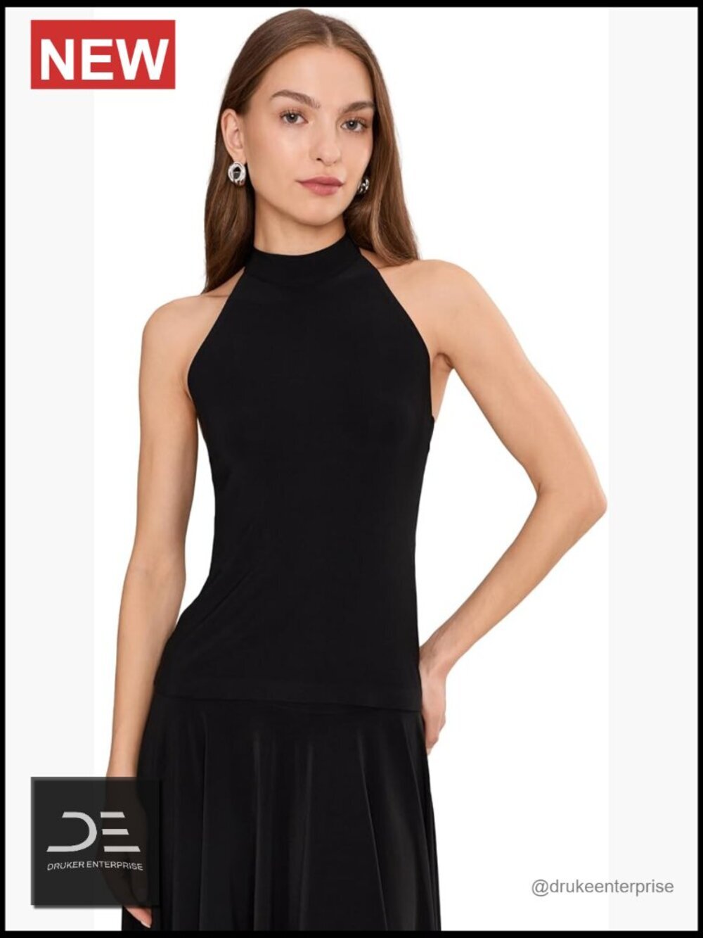 Sleek Halter Neck Sleeveless Top Polyester Blend